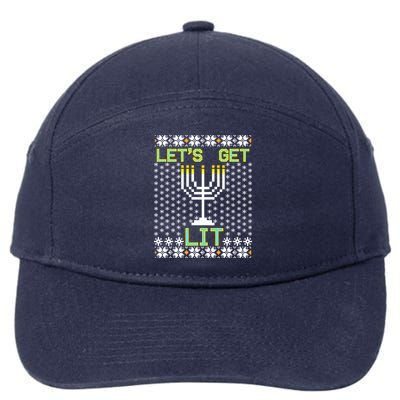 Let's Get Lit Funny Hanukkah Ugly 7-Panel Snapback Hat