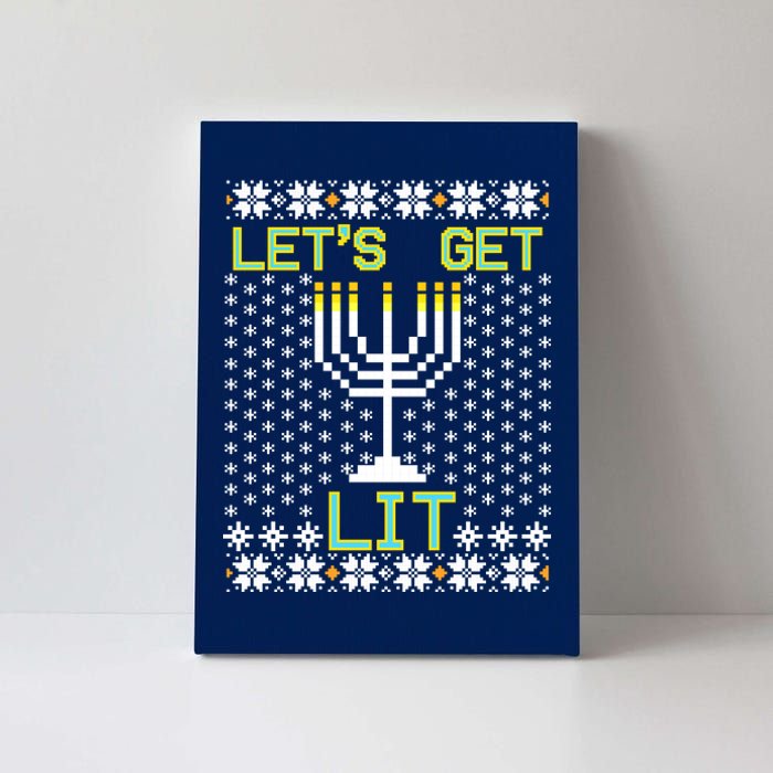 Let's Get Lit Funny Hanukkah Ugly Canvas