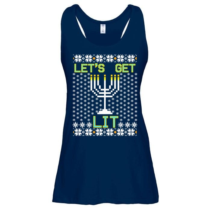 Let's Get Lit Funny Hanukkah Ugly Ladies Essential Flowy Tank