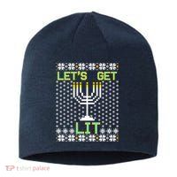 Let's Get Lit Funny Hanukkah Ugly Sustainable Beanie