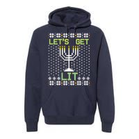 Let's Get Lit Funny Hanukkah Ugly Premium Hoodie