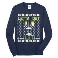 Let's Get Lit Funny Hanukkah Ugly Tall Long Sleeve T-Shirt