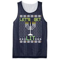 Let's Get Lit Funny Hanukkah Ugly Mesh Reversible Basketball Jersey Tank