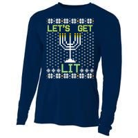 Let's Get Lit Funny Hanukkah Ugly Cooling Performance Long Sleeve Crew