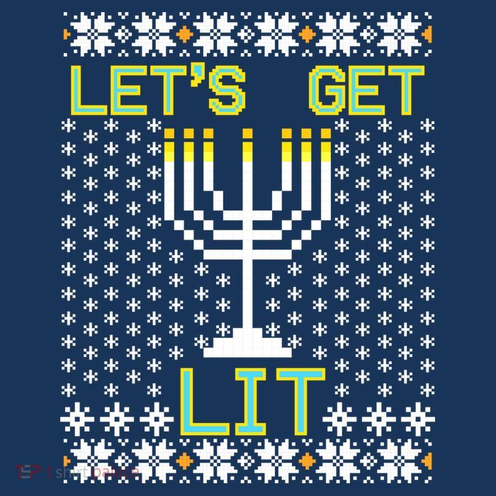 Let's Get Lit Funny Hanukkah Ugly Poster