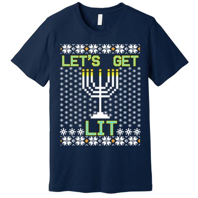 Let's Get Lit Funny Hanukkah Ugly Premium T-Shirt