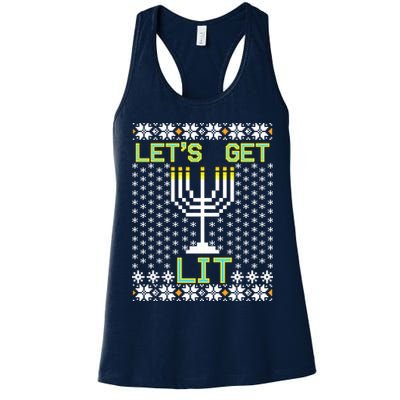 Let's Get Lit Funny Hanukkah Ugly Womens Tank Top