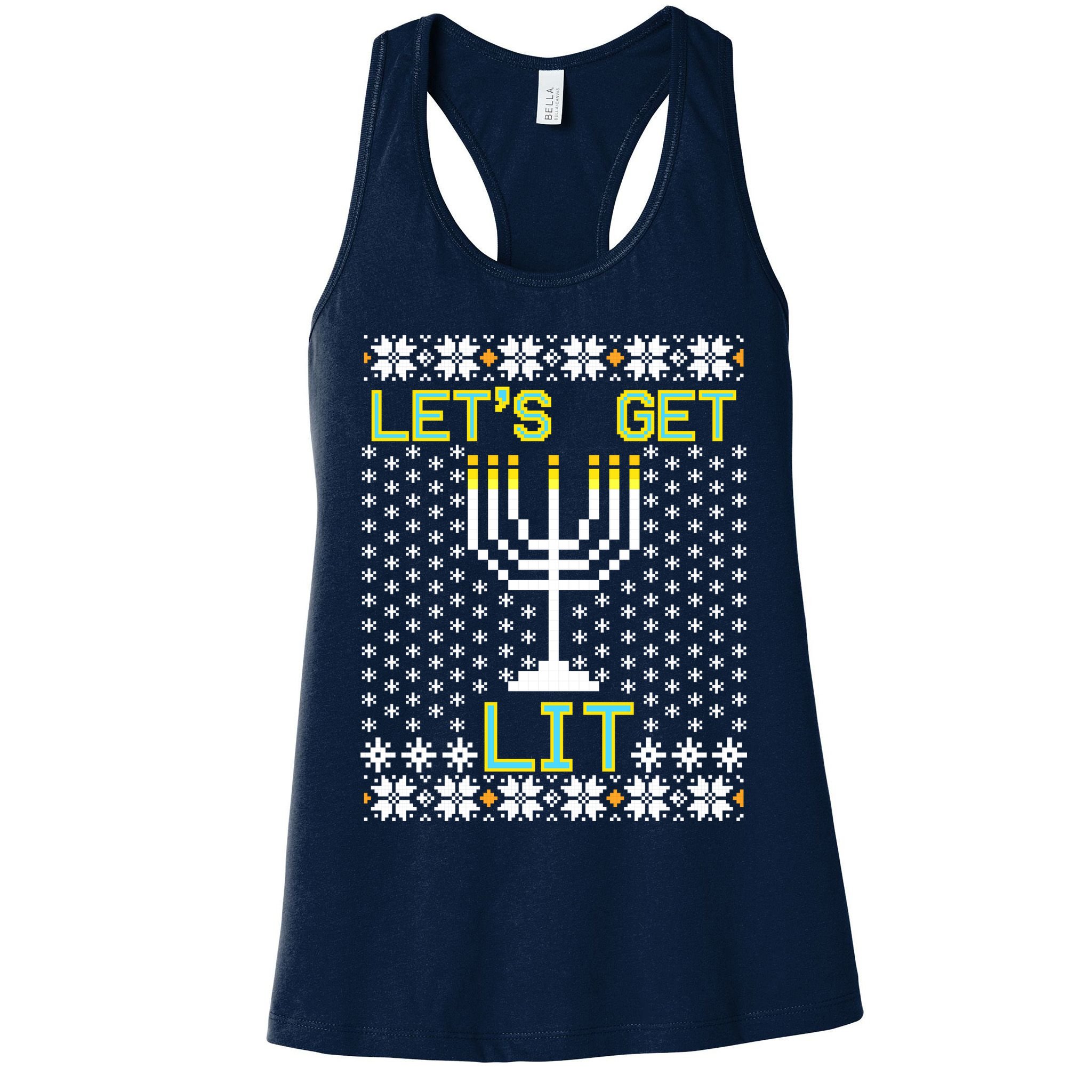 Let's Get Lit Funny Hanukkah Ugly Womens Tank Top