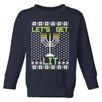 Let's Get Lit Funny Hanukkah Ugly Toddler Sweatshirt