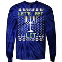 Let's Get Lit Funny Hanukkah Ugly Tie-Dye Long Sleeve Shirt