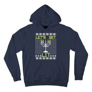 Let's Get Lit Funny Hanukkah Ugly Tall Hoodie