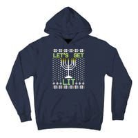 Let's Get Lit Funny Hanukkah Ugly Tall Hoodie