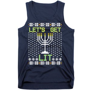 Let's Get Lit Funny Hanukkah Ugly Tank Top