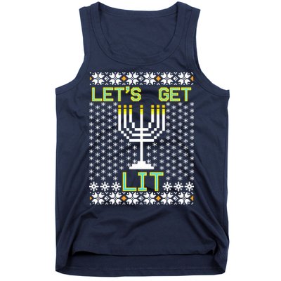 Let's Get Lit Funny Hanukkah Ugly Tank Top
