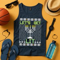 Let's Get Lit Funny Hanukkah Ugly Tank Top