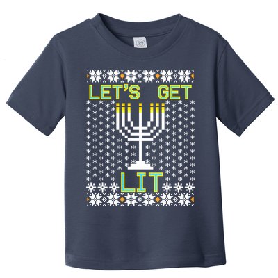 Let's Get Lit Funny Hanukkah Ugly Toddler T-Shirt