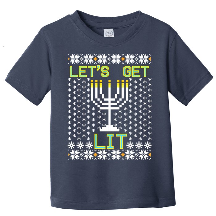 Let's Get Lit Funny Hanukkah Ugly Toddler T-Shirt