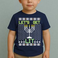 Let's Get Lit Funny Hanukkah Ugly Toddler T-Shirt