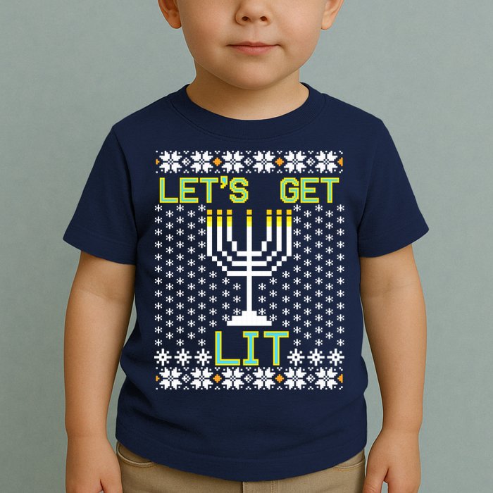 Let's Get Lit Funny Hanukkah Ugly Toddler T-Shirt