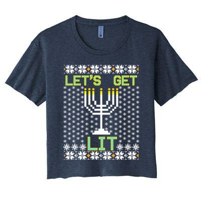 Let's Get Lit Funny Hanukkah Ugly Crop Top