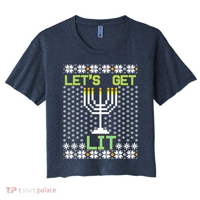 Let's Get Lit Funny Hanukkah Ugly Crop Top