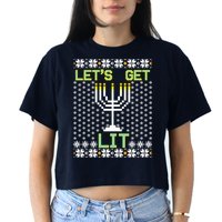 Let's Get Lit Funny Hanukkah Ugly Crop Top