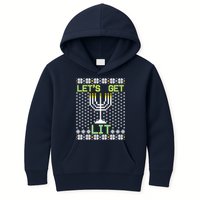 Let's Get Lit Funny Hanukkah Ugly Kids Hoodie