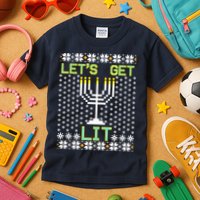 Let's Get Lit Funny Hanukkah Ugly Kids T-Shirt