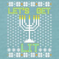 Let's Get Lit Funny Hanukkah Ugly Sueded Cloud Jersey T-Shirt