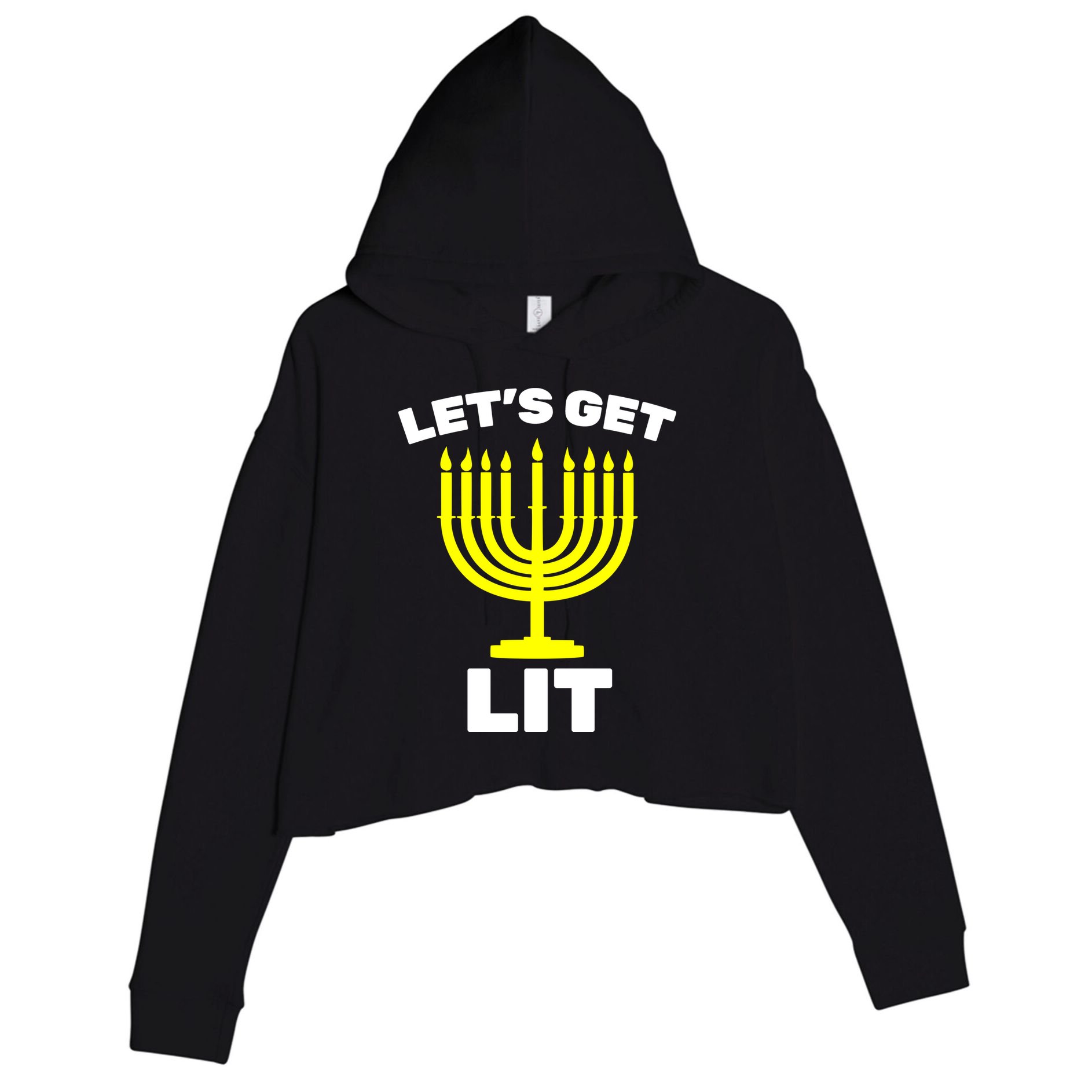 Let's Get Lit Hanukkah Crop Fleece Hoodie