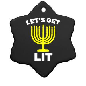 Let's Get Lit Hanukkah Ceramic Star Ornament