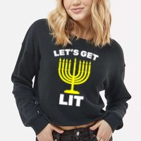 Let's Get Lit Hanukkah Cropped Pullover Crew