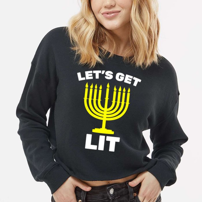 Let's Get Lit Hanukkah Cropped Pullover Crew