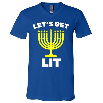 Let's Get Lit Hanukkah V-Neck T-Shirt