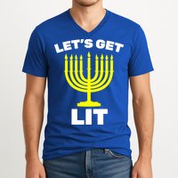 Let's Get Lit Hanukkah V-Neck T-Shirt