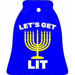 Let's Get Lit Hanukkah Ceramic Bell Ornament