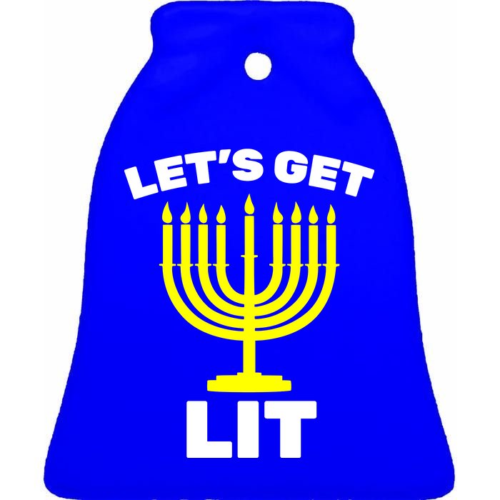 Let's Get Lit Hanukkah Ceramic Bell Ornament