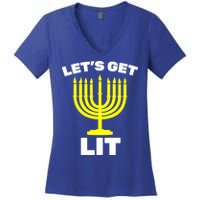 Let's Get Lit Hanukkah Women's V-Neck T-Shirt