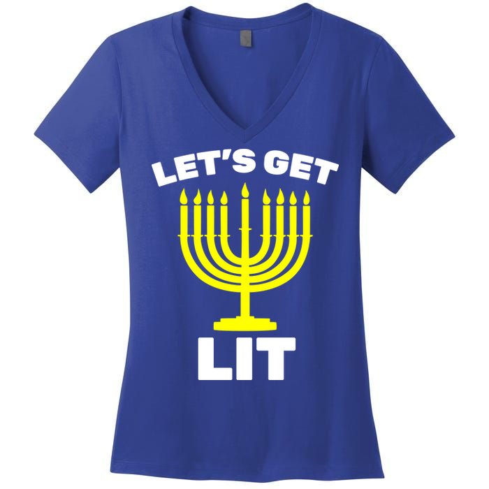 Let's Get Lit Hanukkah Women's V-Neck T-Shirt