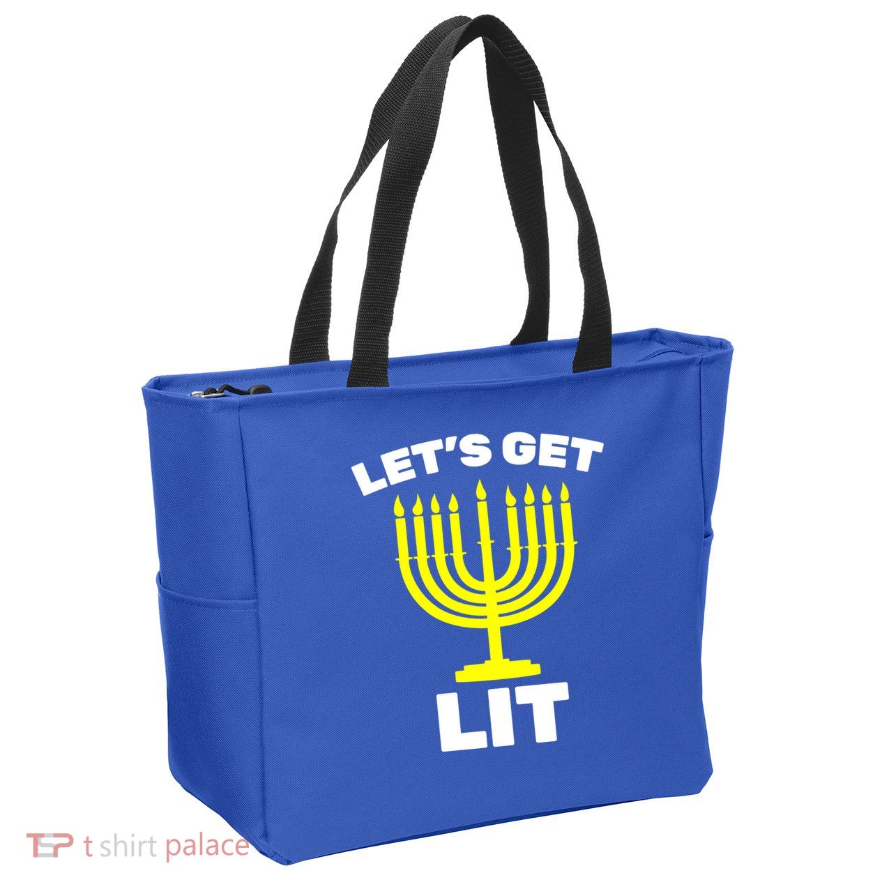 Let's Get Lit Hanukkah Zip Tote Bag