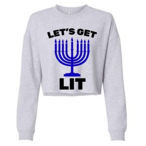 Let's Get Lit Hanukkah Cropped Pullover Crew