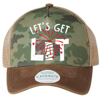 Let's Get Lit Memorial Day 4th of July Fireworks Legacy Tie Dye Trucker Hat