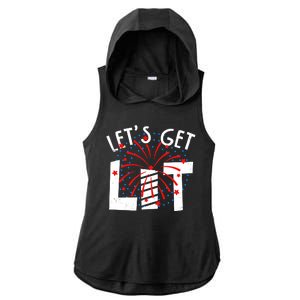 Let's Get Lit Memorial Day 4th of July Fireworks Ladies PosiCharge Tri-Blend Wicking Draft Hoodie Tank