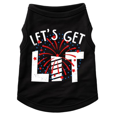Let's Get Lit Memorial Day 4th of July Fireworks Doggie Tank