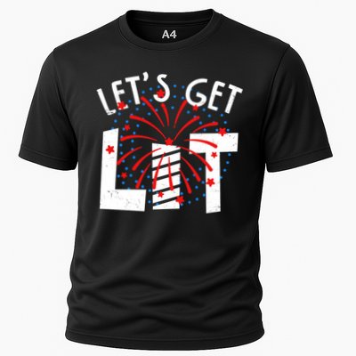 Let's Get Lit Memorial Day 4th of July Fireworks Performance Shirt