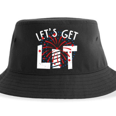 Let's Get Lit Memorial Day 4th of July Fireworks Sustainable Bucket Hat