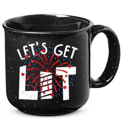 Let's Get Lit Memorial Day 4th of July Fireworks 15oz Campfire Ceramic Mug