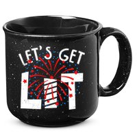 Let's Get Lit Memorial Day 4th of July Fireworks 15oz Campfire Ceramic Mug