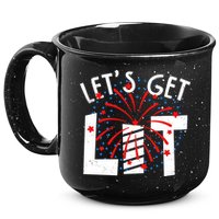 Let's Get Lit Memorial Day 4th of July Fireworks 15oz Campfire Ceramic Mug