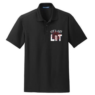 Let's Get Lit Memorial Day 4th of July Fireworks Dry Zone Grid Polo